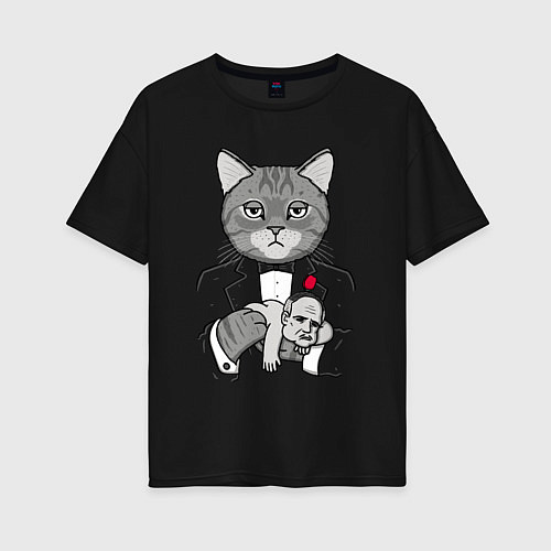 Женская футболка оверсайз Крестный Котец / Черный – фото 1