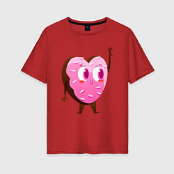 Футболка оверсайз женская Любимый розовый пончик, цвет: красный