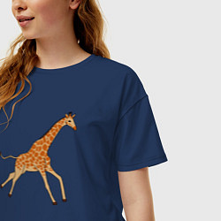 Футболка оверсайз женская Жираф бегущий, цвет: тёмно-синий — фото 2