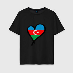 Футболка оверсайз женская Azerbaijan Heart, цвет: черный