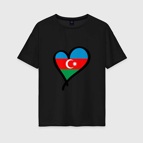 Женская футболка оверсайз Azerbaijan Heart / Черный – фото 1