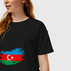 Футболка оверсайз женская Флаг - Азербайджан, цвет: черный — фото 2