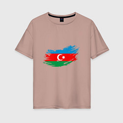 Футболка оверсайз женская Флаг - Азербайджан, цвет: пыльно-розовый