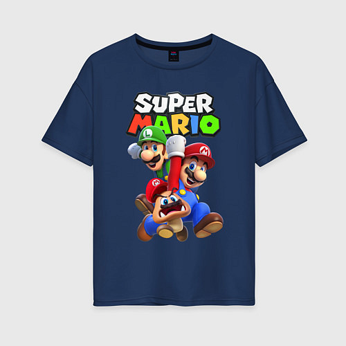 Женская футболка оверсайз Братья Марио / Тёмно-синий – фото 1