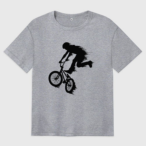 Женская футболка оверсайз ВЕЛОСПОРТ BMX Racing ВЕЛОСИПЕДИСТ / Меланж – фото 1