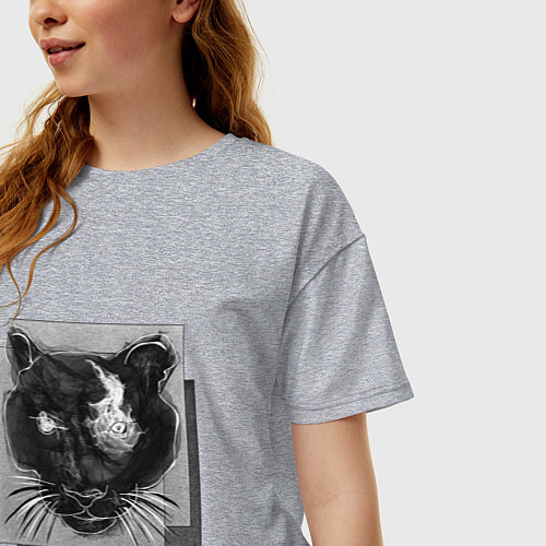 Женская футболка оверсайз Коллекция Get inspired! Большая кошка Абстракция f / Меланж – фото 3