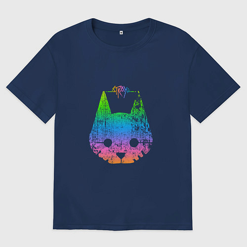Женская футболка оверсайз Stray: Gradient / Тёмно-синий – фото 1