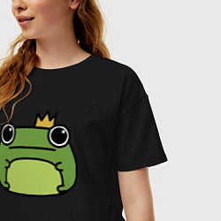 Футболка оверсайз женская Frog Lucky король, цвет: черный — фото 2