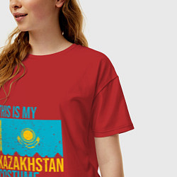 Футболка оверсайз женская Казахстанскйи костюм, цвет: красный — фото 2