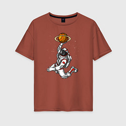 Футболка оверсайз женская Космический баскетболист, цвет: кирпичный