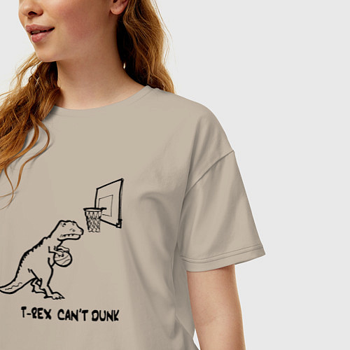 Женская футболка оверсайз T-REX CANT DUNK / Миндальный – фото 3