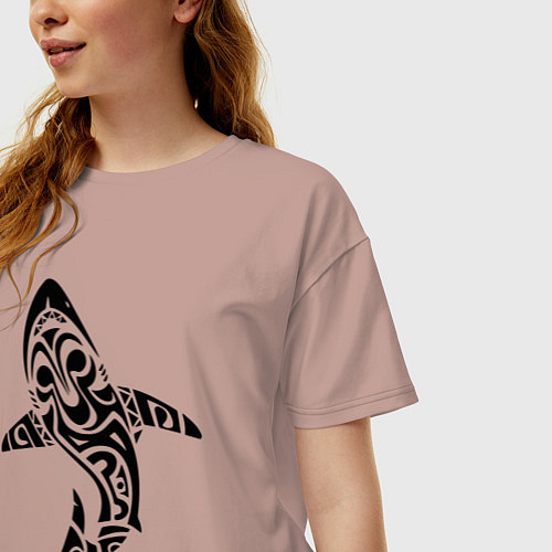 Женская футболка оверсайз Sharks tattoo / Пыльно-розовый – фото 3