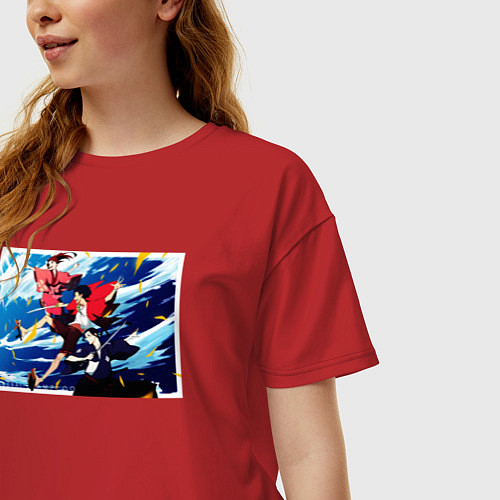 Женская футболка оверсайз Самурай Чамплу аниме Троица / Красный – фото 3