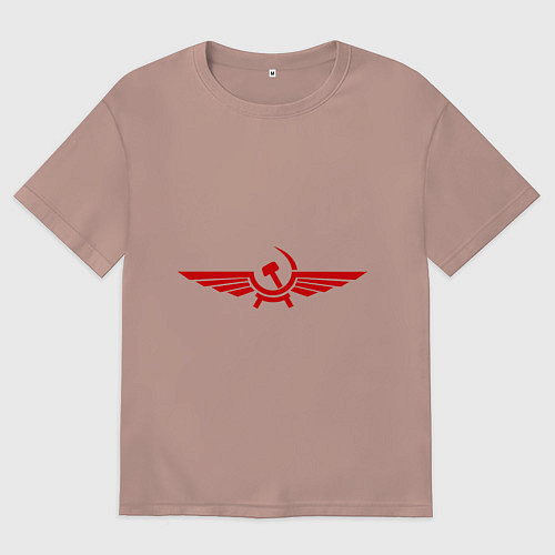 Женская футболка оверсайз Серп и молот в виде орла / Пыльно-розовый – фото 1