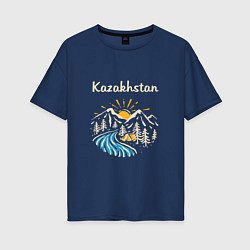 Футболка оверсайз женская Kazakhstan Nature, цвет: тёмно-синий