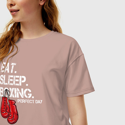 Женская футболка оверсайз Есть Спать Боксировать Прекрасный день / Пыльно-розовый – фото 3
