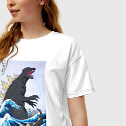 Футболка оверсайз женская Godzilla in The Waves Eastern, цвет: белый — фото 2