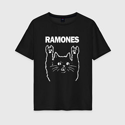 Футболка оверсайз женская RAMONES, РАМОНЕС, цвет: черный