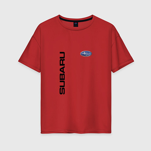 Женская футболка оверсайз SUBARU авто супер / Красный – фото 1