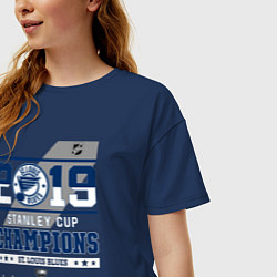 Футболка оверсайз женская St Louis Blues NHL Сент-Луис Блюз НХЛ, цвет: тёмно-синий — фото 2