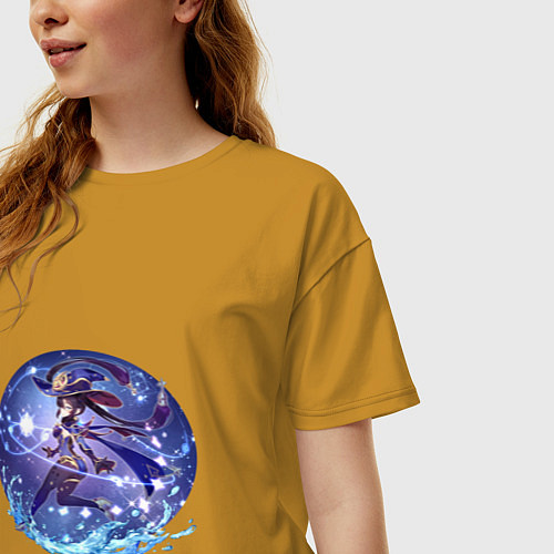 Женская футболка оверсайз Звёздная ведьмочка Мона / Горчичный – фото 3