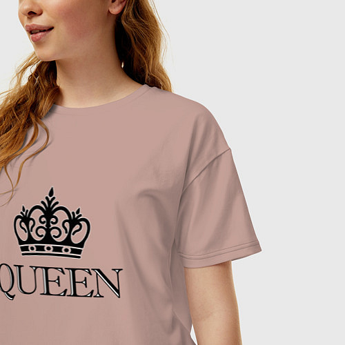 Женская футболка оверсайз QUEEN ПАРНЫЕ Королева / Пыльно-розовый – фото 3