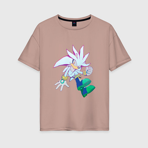 Женская футболка оверсайз Ёж Сильвер sonic 003 / Пыльно-розовый – фото 1