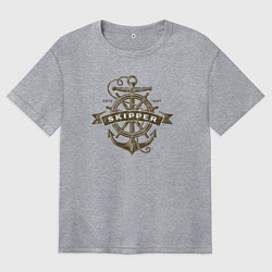 Футболка оверсайз женская Якорь, цвет: меланж