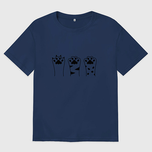 Женская футболка оверсайз 3 Кошачьи лапки / Тёмно-синий – фото 1
