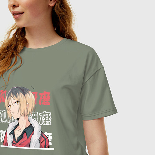Женская футболка оверсайз Волейбол Haikyu , Кенма Козуме Kenma Kozume / Авокадо – фото 3