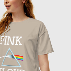 Футболка оверсайз женская PINK FLOYD - ПИНК ФЛОЙД ЛОГОТИП, цвет: миндальный — фото 2