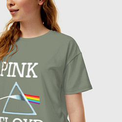 Футболка оверсайз женская PINK FLOYD - ПИНК ФЛОЙД ЛОГОТИП, цвет: авокадо — фото 2