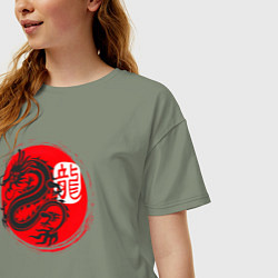 Футболка оверсайз женская Ниндзя дракон Япония, цвет: авокадо — фото 2