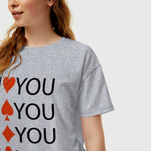 Женская футболка оверсайз I love you! Сard suit! / Меланж – фото 3
