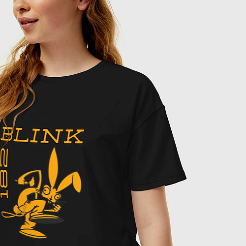 Женская футболка оверсайз Blink 182 Yellow Rabbit / Черный – фото 3