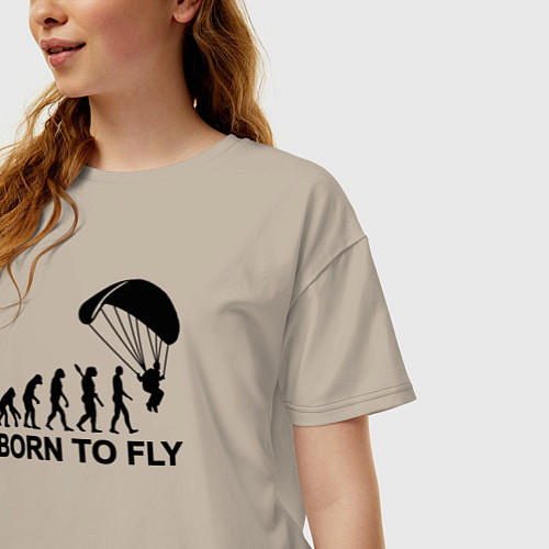 Женская футболка оверсайз Рожденный летать / Миндальный – фото 3