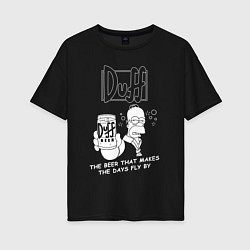 Футболка оверсайз женская DUFF, SIMPSONS, Симпсоны, цвет: черный