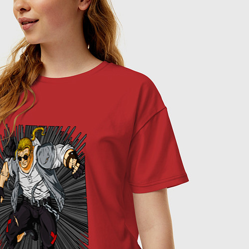 Женская футболка оверсайз Sketch jump / Красный – фото 3