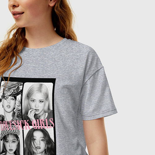 Женская футболка оверсайз Blackpink K-pop / Меланж – фото 3