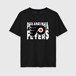 Футболка оверсайз женская Филадельфия Флайерз , Philadelphia Flyers, цвет: черный
