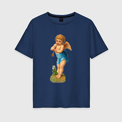 Футболка оверсайз женская Маленький ангелочек, цвет: тёмно-синий