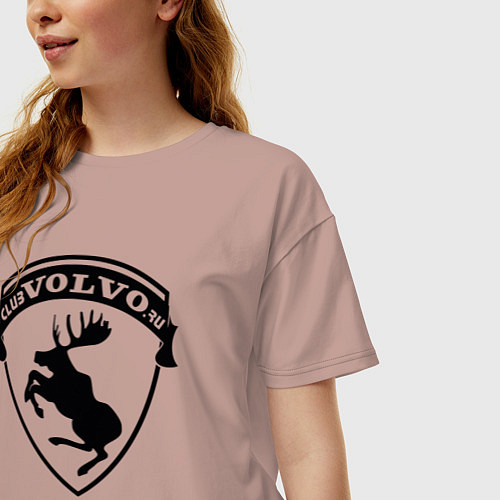 Женская футболка оверсайз VOLVO логотип чёрный / Пыльно-розовый – фото 3