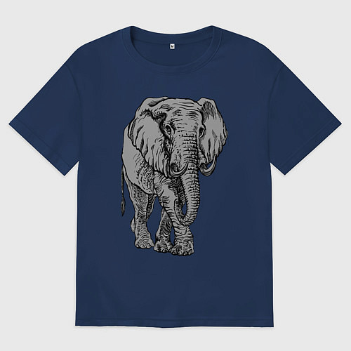 Женская футболка оверсайз Огромный могучий слон / Тёмно-синий – фото 1