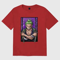 Футболка оверсайз женская ВАН ПИС ЗОРО One Piece, цвет: красный