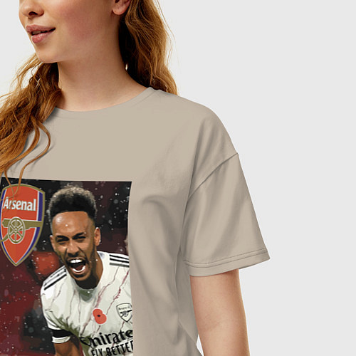 Женская футболка оверсайз Arsenal, Pierre-Emerick Aubameyang! / Миндальный – фото 3
