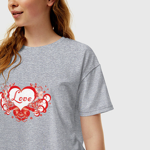 Женская футболка оверсайз Любовное Сердце Love / Меланж – фото 3