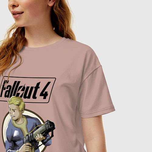 Женская футболка оверсайз Fallout 4 Hero / Пыльно-розовый – фото 3