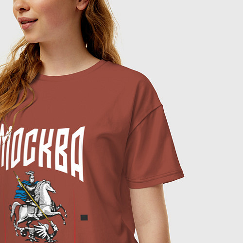 Женская футболка оверсайз Moscow rider / Кирпичный – фото 3