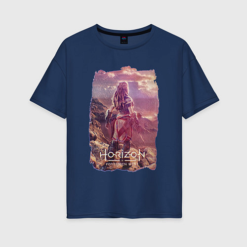 Женская футболка оверсайз Horizon Forbidden West Фан арт / Тёмно-синий – фото 1