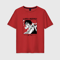 Футболка оверсайз женская Ван-Пис, Луффи Luffy, цвет: красный
